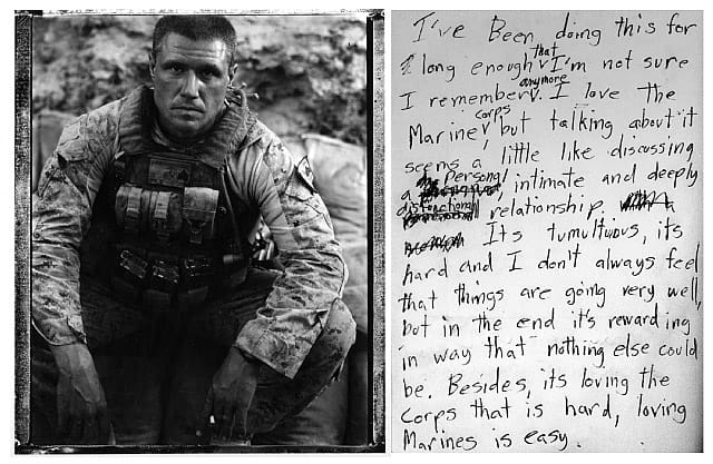 Portrait of US marine with letter
