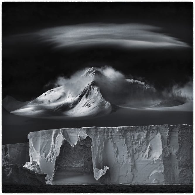 Black and white mountain in Antarctica