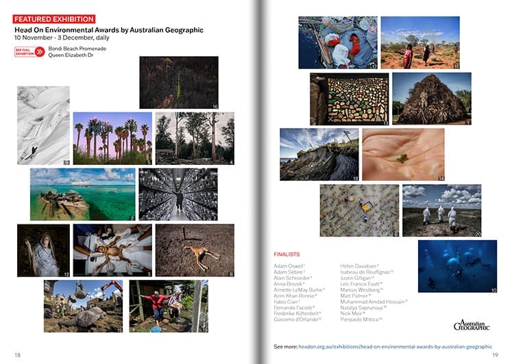 A Head On Photo Festival 2023 Exhibition catalogue spread with pictures of a tropical environment.