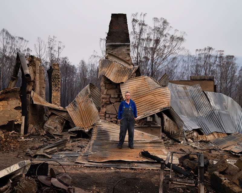 Jenni Bruce at her burnt home in Upper Brogo, New South Wales, January 2020