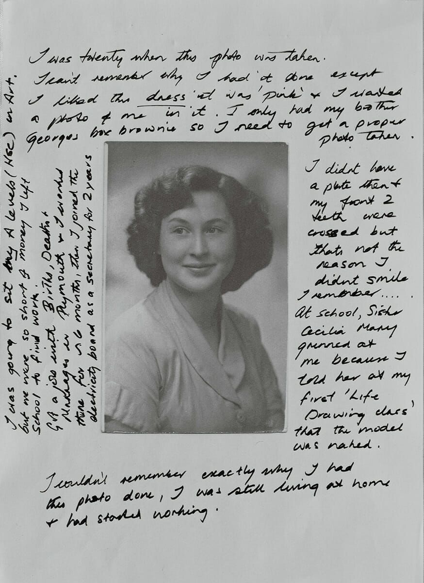 A handwritten letter with a photo of a woman.